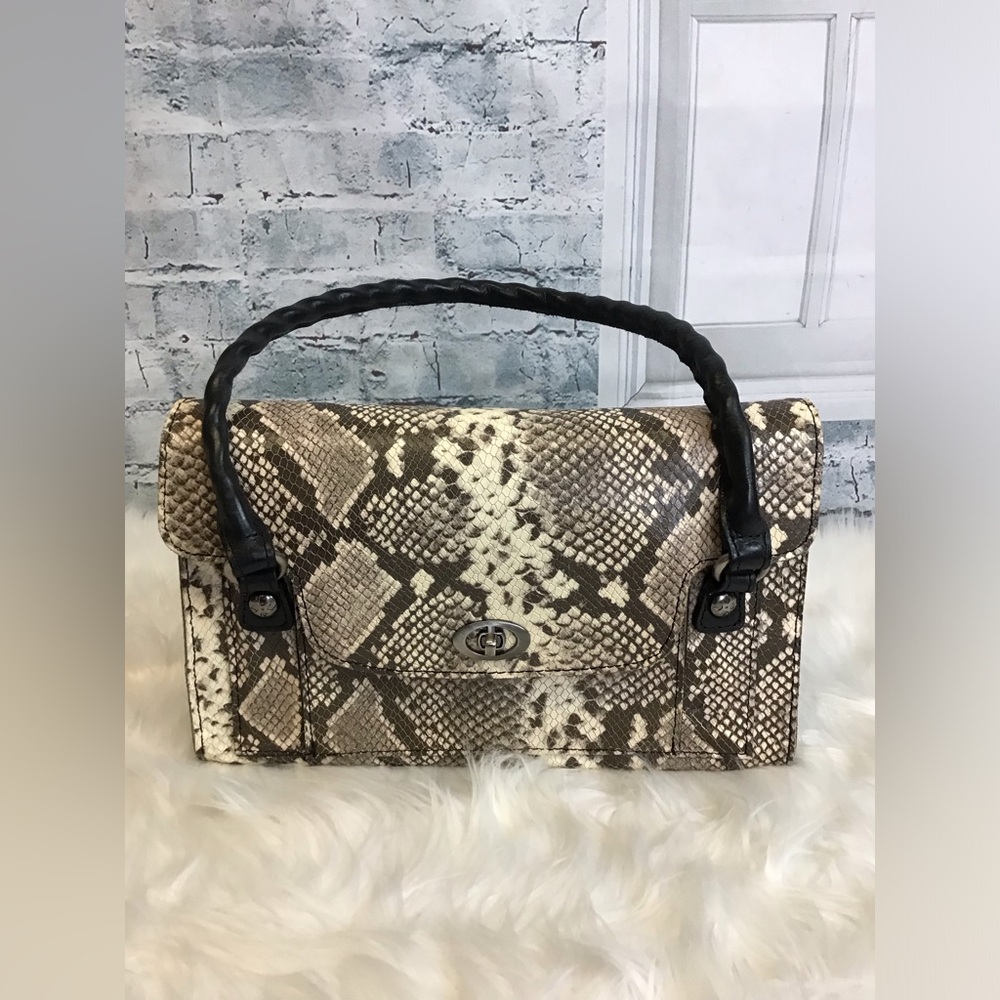 Patricia Nash Snake Print Bag - Black and Brown